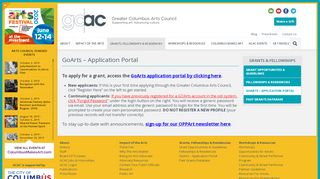 
                            8. GoArts - Application Portal - Greater Columbus Arts Council