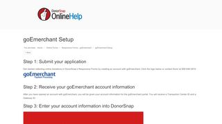 
                            9. goEmerchant Setup - DonorSnap Support