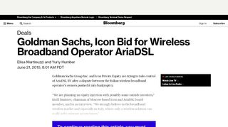 
                            7. Goldman Sachs, Icon Bid for Wireless Broadband Operator ...