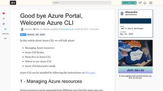 
                            6. Good bye Azure Portal, Welcome Azure CLI - DEV Community