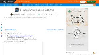 
                            9. Google+ Authentication in ASP.Net - c-sharpcorner.com