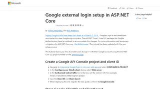 
                            2. Google external login setup in ASP.NET Core | Microsoft Docs