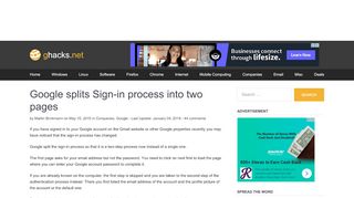 
                            3. Google splits Sign-in process into two pages - gHacks Tech News
