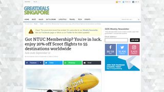 
                            4. Got NTUC Membership? You're in luck, enjoy 20% off Scoot flights to ...