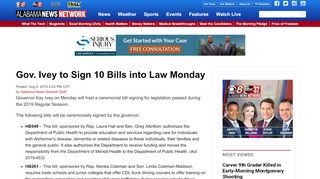 
                            9. Gov. Ivey to Sign 10 Bills into Law Monday - …