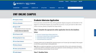 
                            8. Graduate Admission Application | University of West Florida