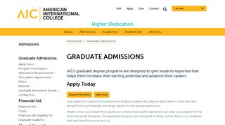 
                            2. Graduate Admissions | American International College