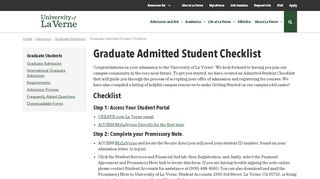 
                            5. Graduate Admitted Student Checklist | Admission at La Verne