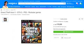 
                            6. Grand Theft Auto V - GTA 5 - PS3 - Rockstar games - Jogos ...