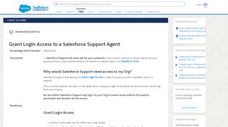 
                            2. Grant Login Access to a Salesforce Support Agent