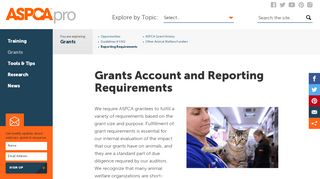 
                            2. Grants Account and Reporting Requirements | ASPCApro