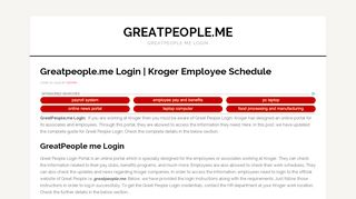 
                            3. Greatpeople.me Login | Kroger Employee Schedule