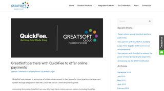 
                            5. GreatSoft partners with QuickFee to offer online payments - GreatSoft