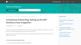 
                            9. Greenhouse Onboarding: Setting up the ADP Workforce Now Integration