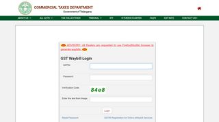 
                            8. GST Waybill Login - tgct.gov.in
