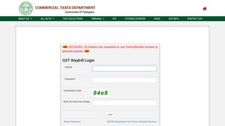 
                            5. GST Waybill Login - tgct.gov.in