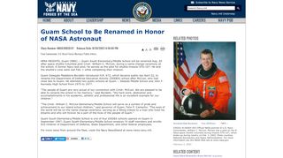 
                            4. Guam School to Be Renamed in Honor of NASA Astronaut - Navy.mil