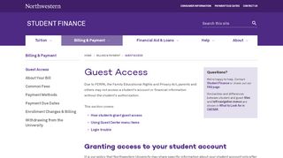 
                            7. Guest Access: Student Finance - Northwestern University