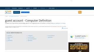 
                            1. Guest account dictionary definition | guest account defined