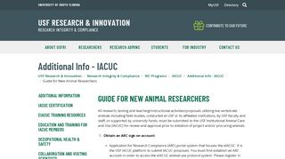 
                            8. Guide for New Animal Researchers - USF Research ...