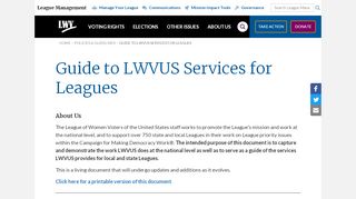 
                            3. Guide to LWVUS Services for Leagues | League of Women Voters