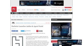 
                            5. Hachette Launches Author & Agent Portal - Publishers Weekly