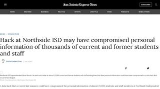 
                            6. Hack at Northside ISD may have compromised personal ...