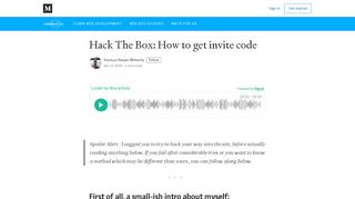 
                            1. Hack The Box: How to get invite code - codeburst