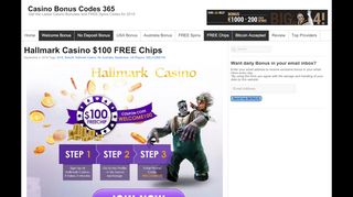 
                            5. Hallmark Casino $100 FREE Chips | Casino Bonus Codes 365