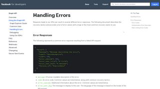 
                            2. Handling Errors - Graph API - Facebook for Developers