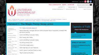 
                            5. Handout 1: The Magic Penny Song Lyrics | Signs of Our Faith ...