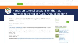 
                            7. Hands-on tutorial sessions on the T2D Knowledge Portal at ... - dkNET