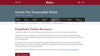 
                            10. Handshake Online Resources | Center for Purposeful ... - Bates College