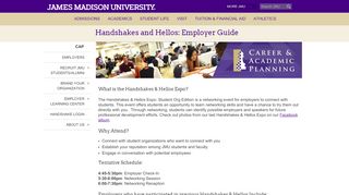 
                            4. Handshakes and Hellos: Employer Guide - James Madison University