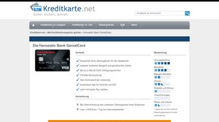 
                            8. Hanseatic Bank GenialCard - Konditionen im Test