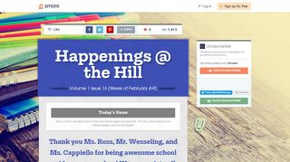 
                            7. Happenings @ the Hill | Smore Newsletters for Education