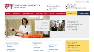 
                            2. Harvard University Health Services