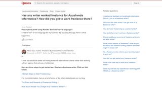 
                            4. Has any writer worked freelance for Ayushveda Informatics? How did ...