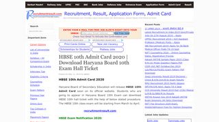 
                            9. HBSE 10th Admit Card 2020 | Download Haryana Board 10th ...