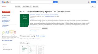 
                            8. HC 287 - Government Motoring Agencies - the User Perspective