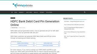 
                            3. HDFC Bank Debit Card Pin Generation Online - AllDigitalTricks