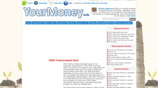 
                            11. HDFC Bank Food Card - Your Money