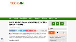 
                            6. HDFC NetSafe Card – Virtual Credit Card for Online Shopping