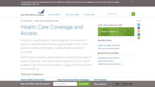 
                            9. Health Care Coverage and Access - RWJF