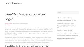 
                            5. Health choice az provider login - uluryfybagom.tk | Steward Health ...