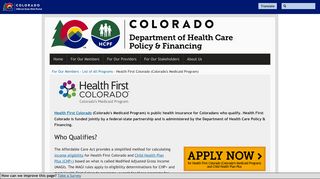 
                            2. Health First Colorado (Colorado's Medicaid Program) - Colorado.gov