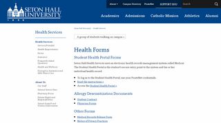 
                            4. Health Forms - Seton Hall University