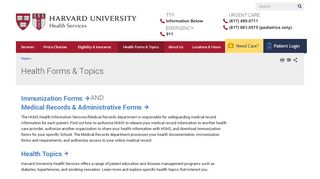 
                            6. Health Forms & Topics | Harvard University Health Services