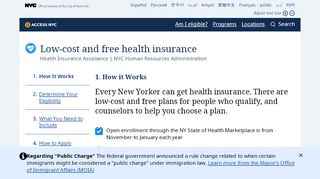 
                            9. ​Health Insurance Assistance ​ – ACCESS NYC
