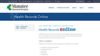 
                            1. Health Records Online | Manatee Memorial Hospital